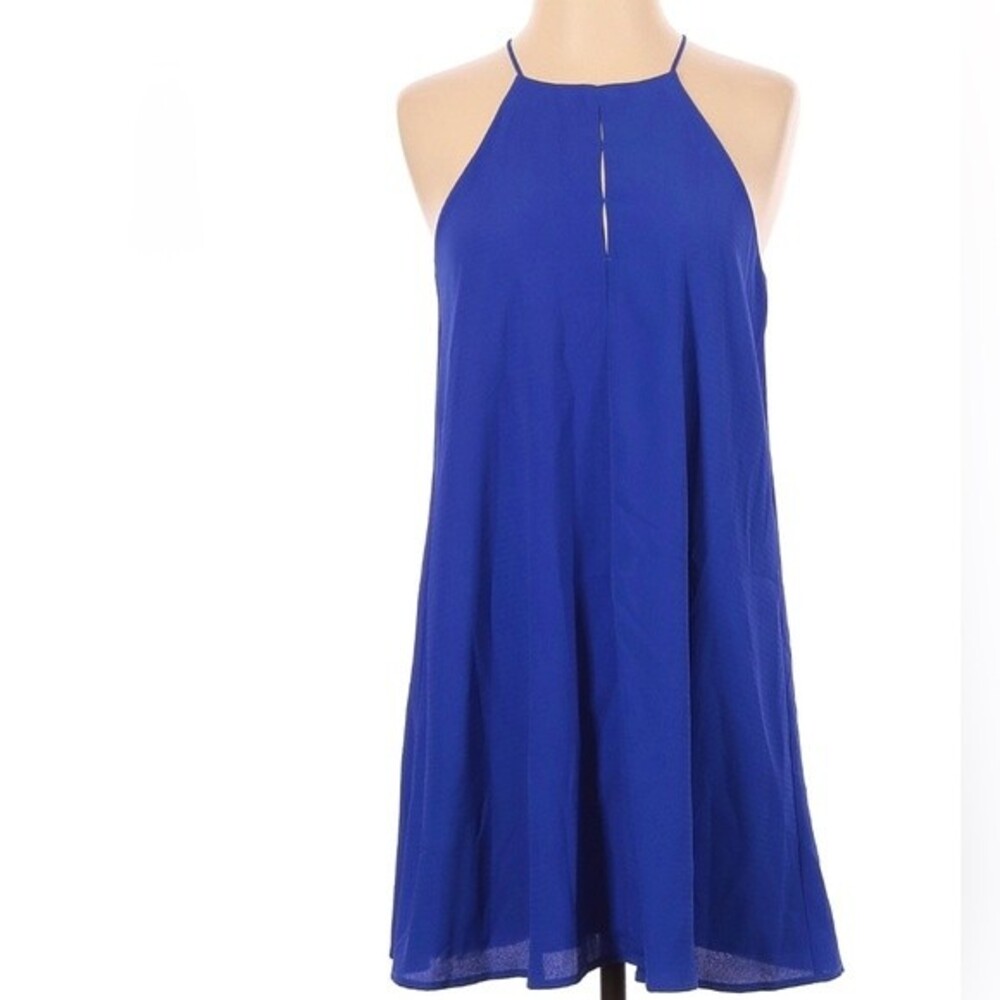 She & Sky royal blue subtle cutout shift dress size small